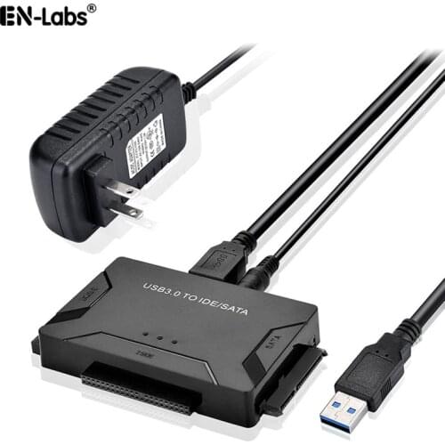 USB SATA IDE Adapter w/ 12V2A Power Cable,2.5 3.5 IDE / SATA HDD to USB 3.0 Converter,2.5 SSD / IDE Hard Drive CD-ROM to USB 3