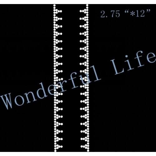 Free Shipping Cheer bow strip point 2.75" x 12" rhinestone Iron On bling transfer
