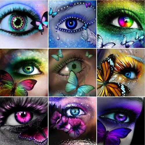 EverShine Diamond Painting Butterfly Full Square Diamond Embroidery Animal Rhinestones Mosaic Eyes Cross Stitch Decor For Home