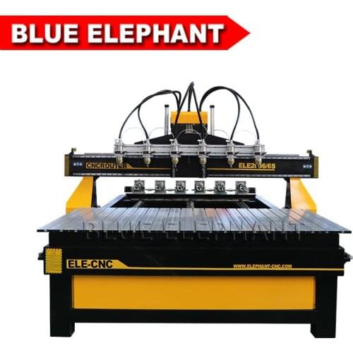 Blue Elephant large size 2036 Six spindles woodworking cnc router machine with good quality 2.2kw water cooling spindle
