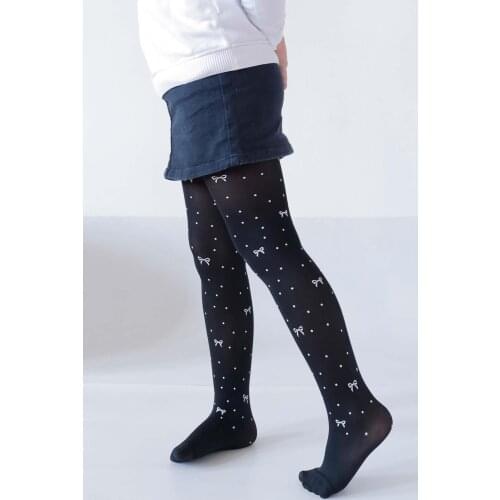 Black Female Child Pantyhose Socks Bow 5160