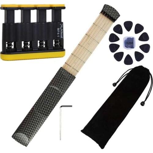 Meideal Guitar Portable Wooden Pocket 6 Fret Practice Tool For Beginner Chord Trainer Fingering Practice Tool With Storage Bag