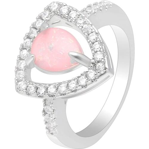 Hainon 2018 New Trendy Fire Opal Finger Rings For Women Wedding Engagement Rings White/Blue/Pink Stone Silver Plated Ring Set