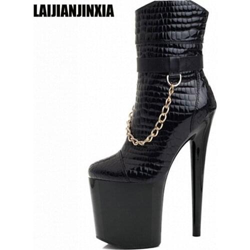 LAIJIANJINXIA 20cm Sexy Platform Boots Woman Stunning Ankle Boots For Women Fress New Sexy 8 Inch High Heels Womens Boots C-114