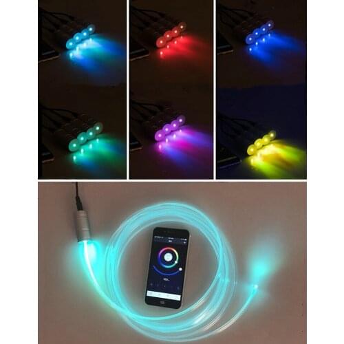 Mini 3W RGB LED light Illuminator Source Engine Car DIY decor Led fiber optic Lighting Smartphone control+3mm Skirt Black cable