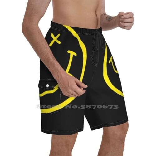 Of MenS Fashion Shorts Sports Shorts Face Face Smily Face Smells Like Teen Spirit Smile Yellow Kurt Yellow Smiles