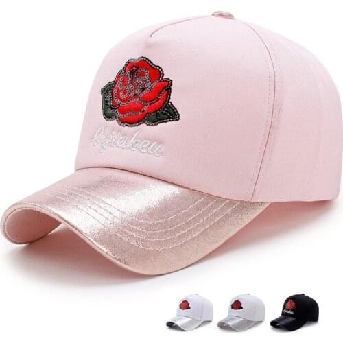 New ladies hat embroidered sequins rose baseball cap casual shopping visor fashion cap Boutique golf hat