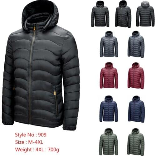 Pure Color Parka Coat Men\s Winter New Style Hooded Jacket Warm and Lightweight Splicing Parka Coat Jacket Men