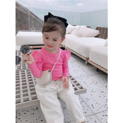 2020 Autumn Toddler Girls T-shirts Korean Puff Sleeve Kids Tops For Baby Girl Childrens Fashion All-match Bottoming Shirts