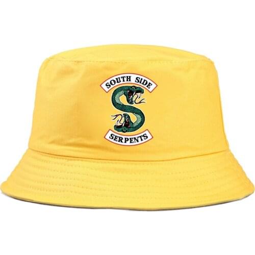 Bucket Panama Hat South Side Serpent Pattern Summer Fisherman Casual Bob Hat Headwear Fisherman Black Streetwear Colorful Hat