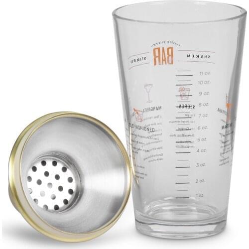 QUEENBAR 500ml Cocktail Shaker Mixer Shaker Bottle Fruit Juice Martini Concrete Mixer Glass Shaker Bar Bartender Tool