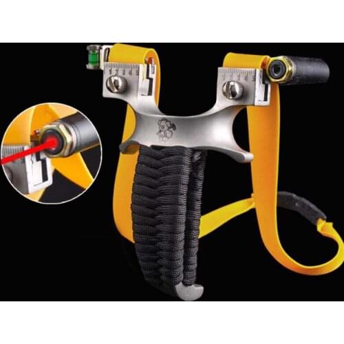 Big Power Stainless Steel Slingshot High Precision Flat Leather Catapult Outdoor Hunting Accessories Professional Bow Shooting