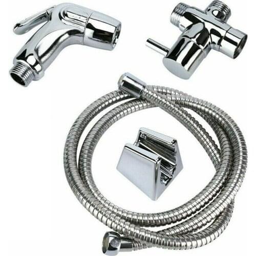 Bathroom Handheld ABS Shattaf Sprayer Nozzle Toilet Bidet Shower Head Jet Gun A-5 +1.2M Hosepipe+Wall Holder+Plastic Diverter