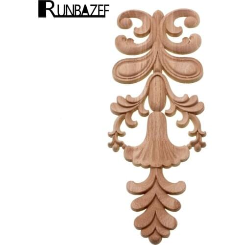RUNBAZEF Rubber Wood Carved Corner Onlay Applique Furniture Vintage Home Decoration Accessories Decor Craft Miniaturas Figurine