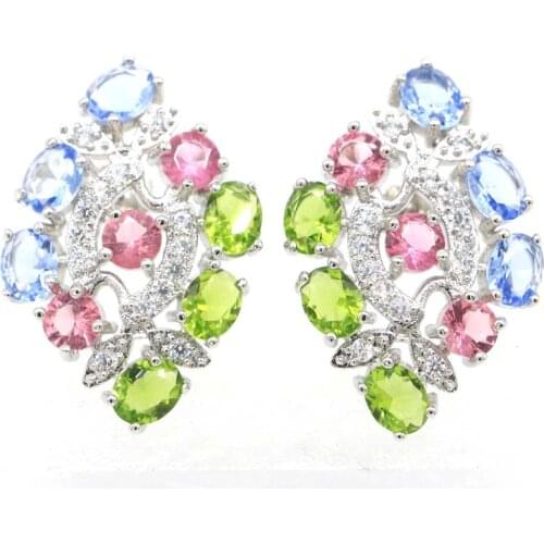 28x12mm Anniversary Created Real Red Ruby For Womans Daily Wear Silver Earrings Fine Jewelry