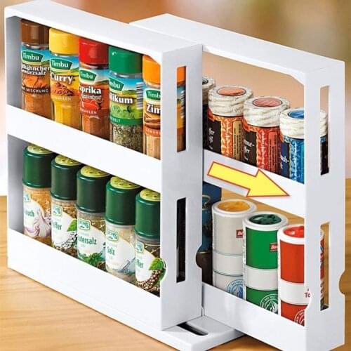 Kitchen Accessories Organizer Spice Organizer Rack Multi-Function Rotating Storage Shelf Slide Kitchen Cabinet Cupboard Rack