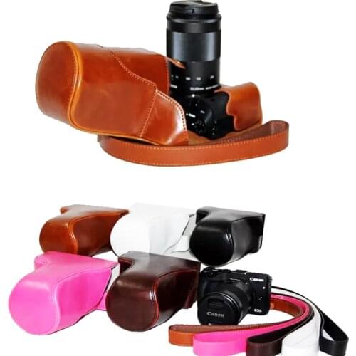 Pu Leather Camera Bag Case For Canon EOS M3 EOSM3 Digital camera Retro Vintage Camera case with strap