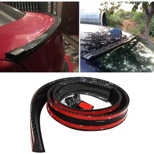 1.5M Universal Car Carbon Fiber Tail Spoilers Decorative Strip Refit Spoiler Black/Gloss Black PVC Punch-free Car Styling
