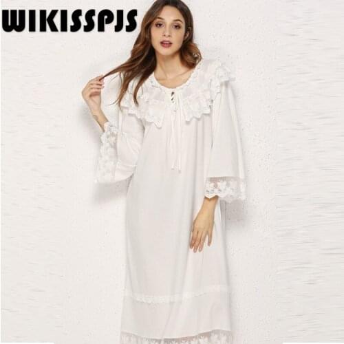 2021 Spring and Autumn Long Sleeve Princess Nightdress Large Size Loose Fitting Home Clothes Plus Size Clothing Women Sleepwear