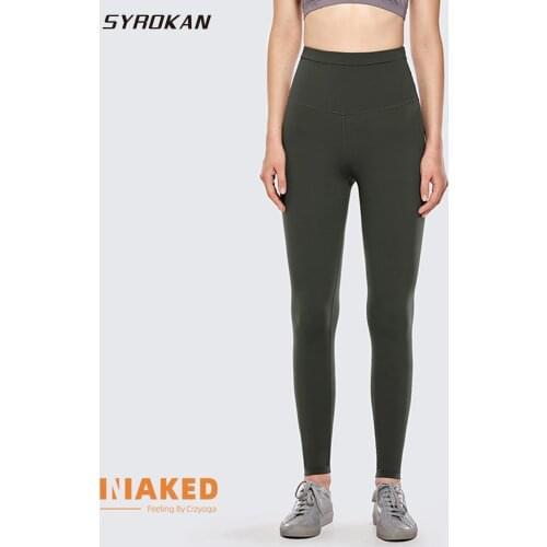SYROKAN Womens Naked Feeling Mesh High Waist Leggings with Srawstring Yoga Pants-28 Inches