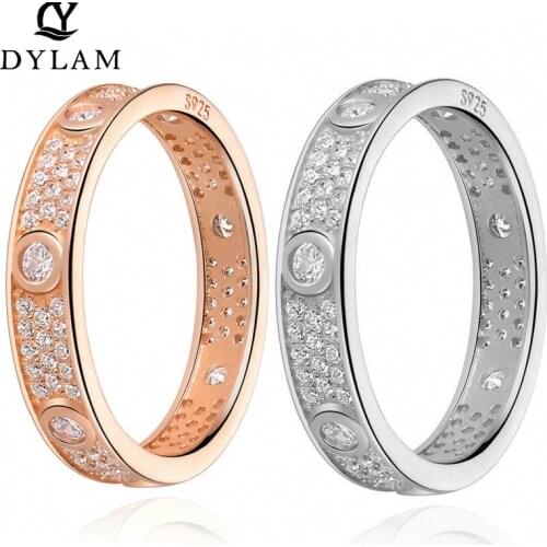 New Design OL Style 925 Sterling Silver White CZ Rings For Women Casual Rose Gold Color Ring Fine Jewelry Gift