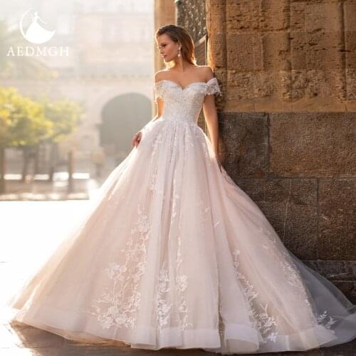 Aedmgh Ball Gown Wedding Dresses 2021 Sweetheart Off The Shoulder Robe De Mariee Gorgeous Appliques Lace Up Vestido De Novia