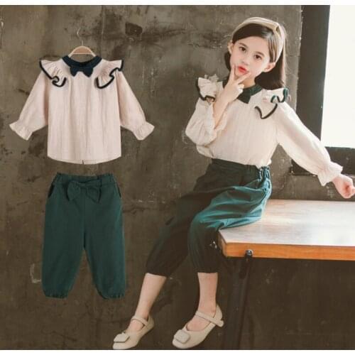 ZWY463 Girls Clothing Sets Kids Long Sleeve Shirts + Pants Suits Autumn Winter Children Baby Girl Clothes 5 6 7 8 9 10 12 Years