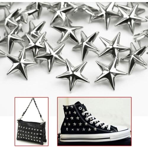 100pcs 15mm Star Rivets Leather Craft DIY Studs Spikes Spots Nailhead Rock Punk Garment Sewing Decoration Clothing Accessories