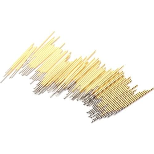 100PCS P100-J1 Phosphor Bronze Nickel-Plated Spring Test Probe Round Head Spring Test Probe Electrical Tool Gold