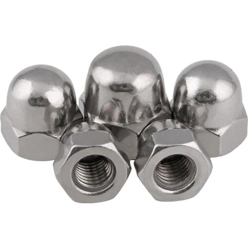 304 Stainless Steel DIN1587 Hexagon Decorative Semicircle Cap Cover Nuts Dome Nuts Hex Acorn Nut M3 M4 M5 M6 M8 M10 M24