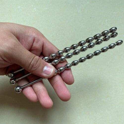 6/8mm Metal Beads Penis Plug Urethral Sounds Dilator Urethra Beaded Insert Rods Sounding Sex Toys For Men Male masturbation Dick
