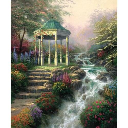 Free shipping classical Thomas pavilion water scenery canvas print landscape oil painting printed on canvas decoration picture
