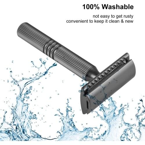 Double Edge Shaving Razor with Storage Bag Safety Beard Razor Portable Metal Manual Mustache Removal Shaving Tool