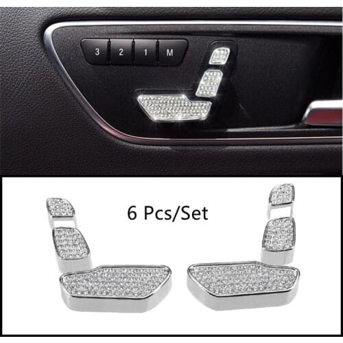 Car Seat Adjustment Button Cover Diamond Interior Decoration For Mercedes Benz E GLK Class W204 W205 W212 W218 X204 X166 CLS GL