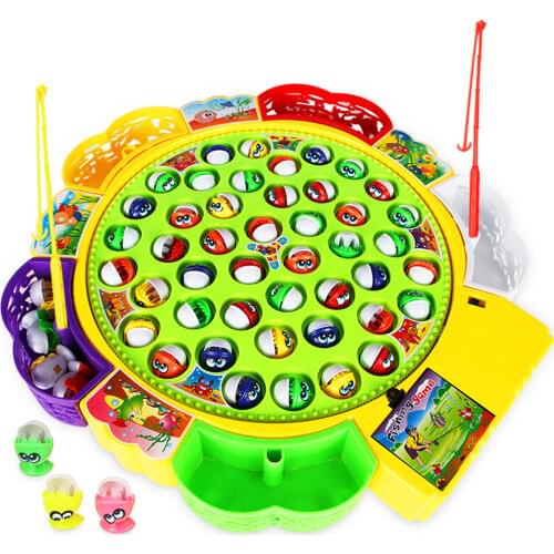 Kids Fishing Toys Electric Musical Rotating Fishing Game Musical Fish Plate Set Magnetic Outdoor Sports Toys for Children Gifts
