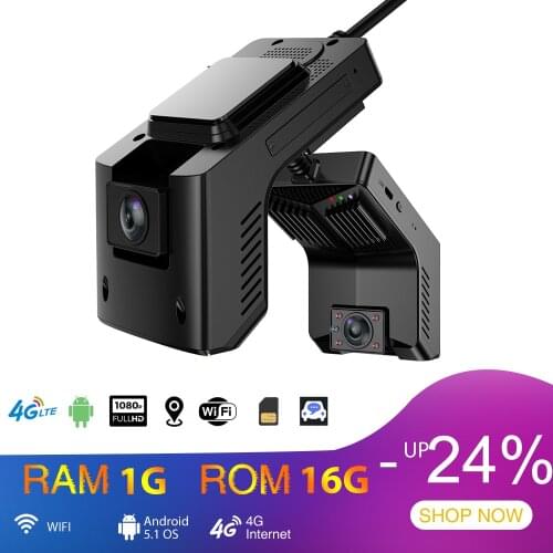 Hidv 4G Dash Cam w/ IR Night Vision Inside Android WiFi GPS Tracking Dual Car DVR Camera LiveView FHD 1080P Drive Recorder