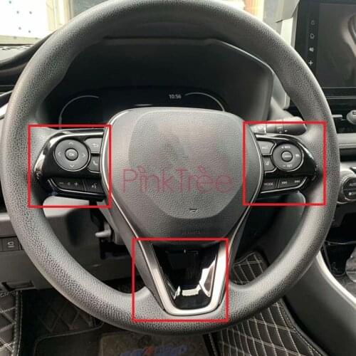 For Toyota RAV4 2019 XA50 Chrome Interior Steering Wheel Panel Cover Trim Badge Frame Molding Garnish Bezel