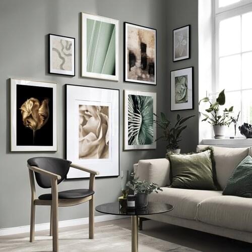 Golden Peony Plant Leaf Kapok Succulents Wall Art Canvas Painting Nordic Posters And Prints Wall Pictures For Living Room Decor