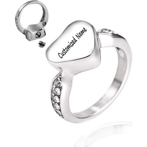 Love Heart cremation Ash rings Stainless Steel Memorial Urn Ring Ashes Keepsake Cremation Jewelry Size 6-10