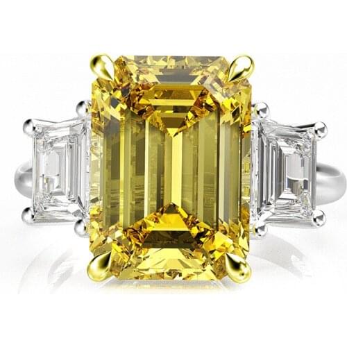 MADALENA SARARA One Carat Square Shape AAAA Cubiz Zirconia Ring Sterling Silver 925 Ring Three Tones Options Imitation Moissan