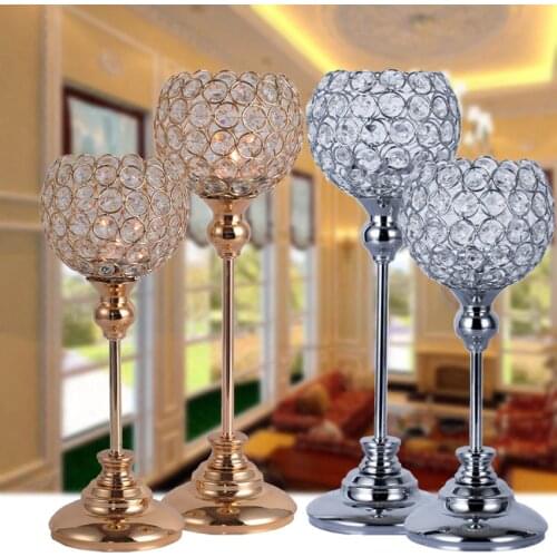 Metal candle holders crystal candlestick candle lantern candelabra crystal candle holder home wedding party decoration