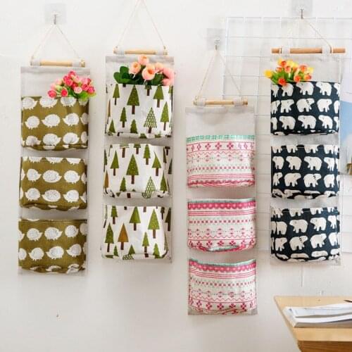 Animal Cute Pattern Wall Mounted Wardrobe Organizer Sundries Storage Bag Jewelry Hanging Wall Pouch Hang Cosmetics Toy Organizer