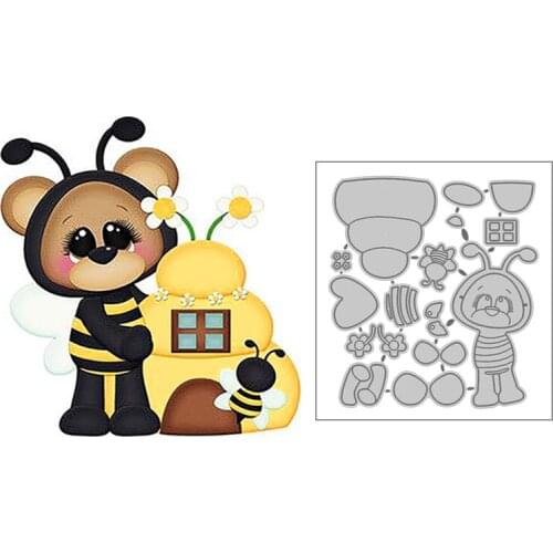2020 New Hot Bee Metal Cutting Dies Bear Stencils and Scrapbooking Paper For Animal Foil Die Cut House Crafts Supplies No Stamp