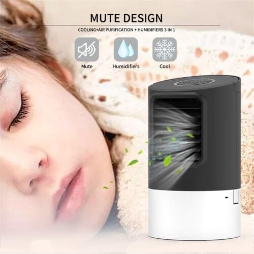 2021 New Air Cooler Fan Mini Air Cooler Portable Water Spray Desktop Air Cooler Desktop Air Cooler Leafless Cooling Fan