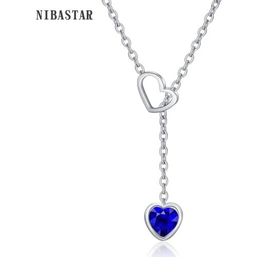 Staininless Steel Heart of Ocean blue heart love forever pendant Necklace for Girl Kids Women