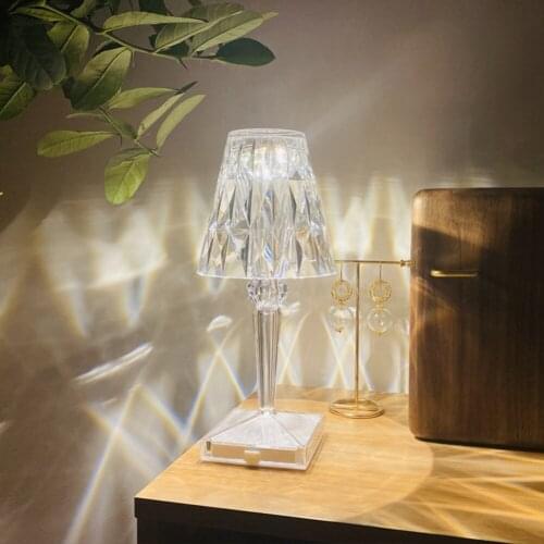Transparent Table Light Acrylic Crystal Desk Lamps Room Bedside Decoration for Bedroom Living Room Shower Room Ornament