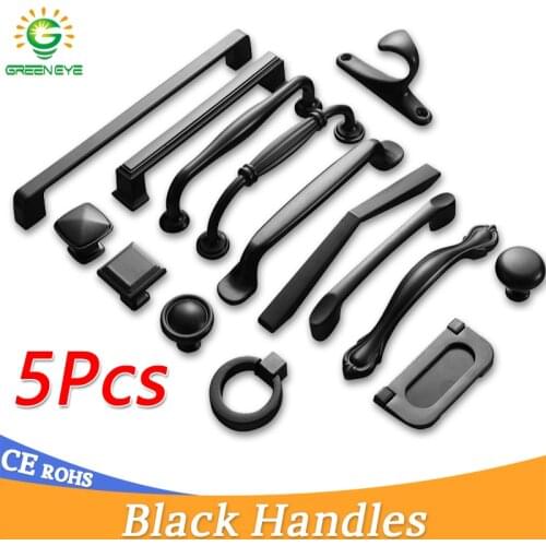 5Pcs Black Handles for Furniture Cabinet Knobs and Drawer Knobs Cabinet Pulls Cupboard Handles Knobs and Kitchen Handles