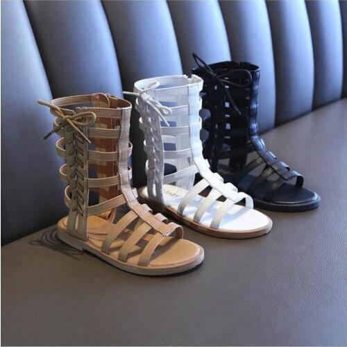 Summer princess fashion Roman children sandals High-top kids girls gladiator sandals toddler baby sandals high quality booties
