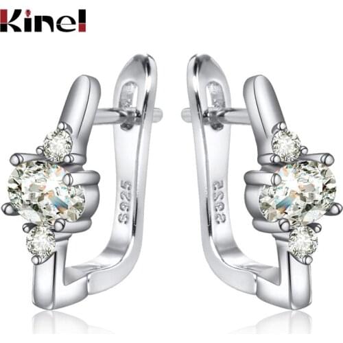 Kinel Simple Charm Zircon Beads Stud Earrings for Women Silver Color Cubic Zirconia Earrings New Fashion Korean Jewelry Gifts
