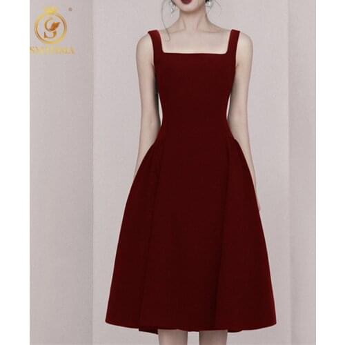 SMTHMA 2021 New Arrival Women Sexy Spaghetti Strap Summer Dress Vintage Elegant Party Dress Vestidos